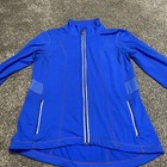 Tangerine Jacket Womens MED Blue Full Zip Track Athletic Zip Pockets Thumb Holes - Picture 1 of 2